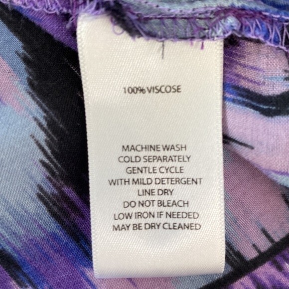 Beachlunchlounge Purple Ikat Boho V-Neck Popover Blouse Top Balloon 3/4 Sleeve - Picture 11 of 16